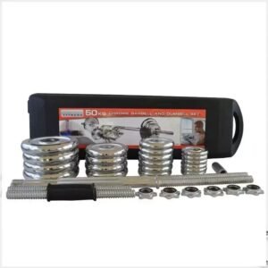 50kg Chrome Barbell & Dumbbell Set – Adjustable Weights with Carry Case