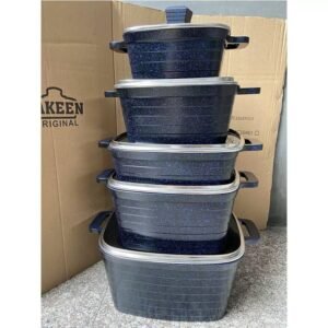 10-Piece Die-Cast Granite Cookware Set – Non-Stick Pots with Glass Lids