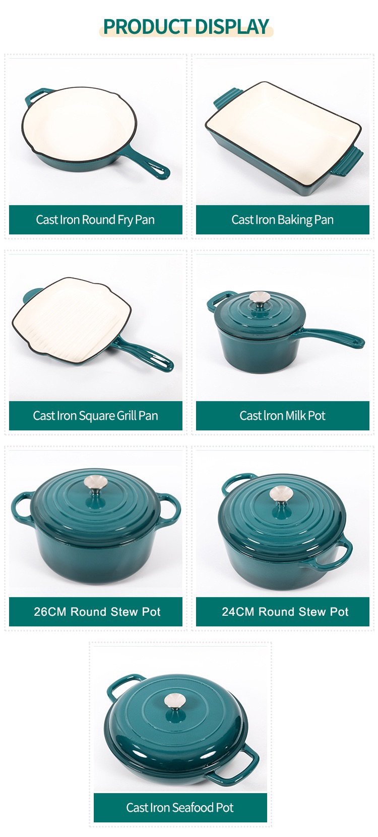Cast Iron Enamel Cookware Set – 7-Piece Premium Kitchen Collection - Image 3
