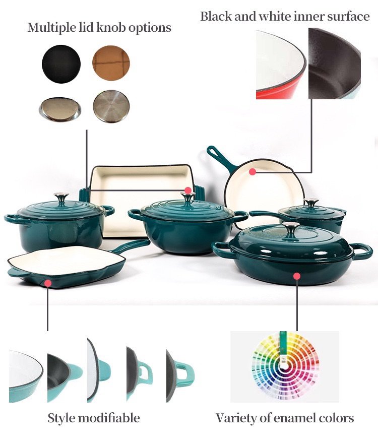 Cast Iron Enamel Cookware Set – 7-Piece Premium Kitchen Collection - Image 4