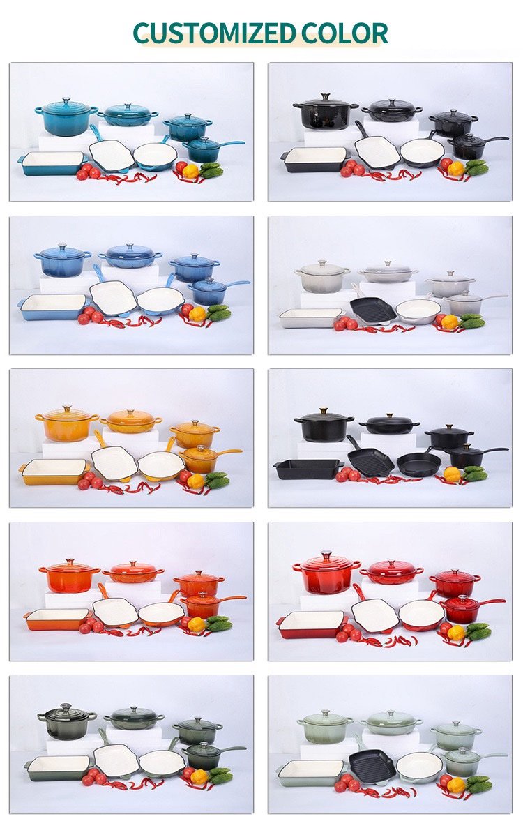 Cast Iron Enamel Cookware Set – 7-Piece Premium Kitchen Collection - Image 5